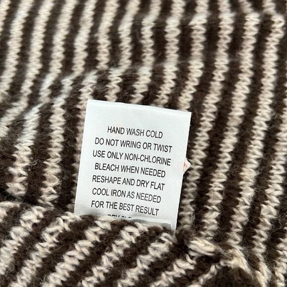Pink Rose Brown and Cream Striped Open Front Cardigan Sweater Woman's Size Small - Picture 10 of 10